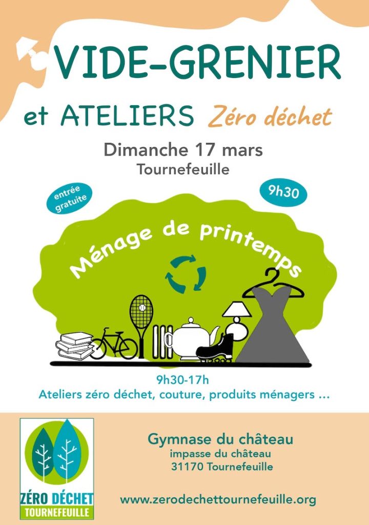 Affiche vide-grenier et ateliers zero dechet 17 mars